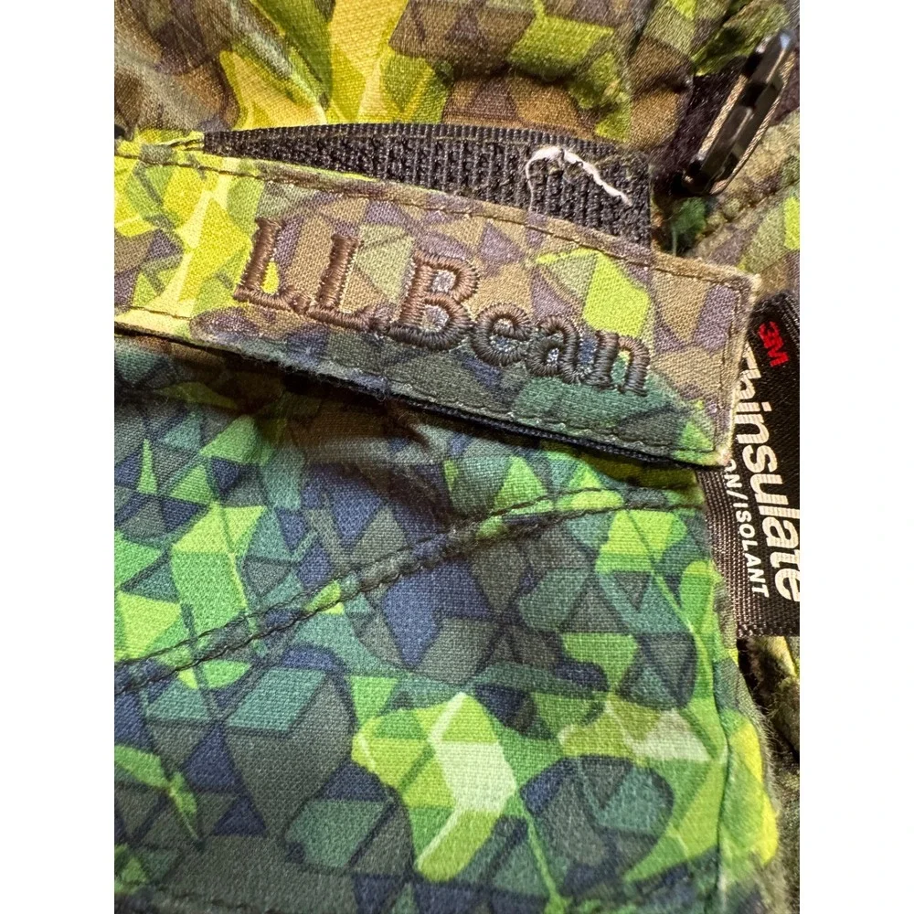 LL Bean Kids XS Thinsulate Insulated Winter Gloves Green Geo Camo 500756